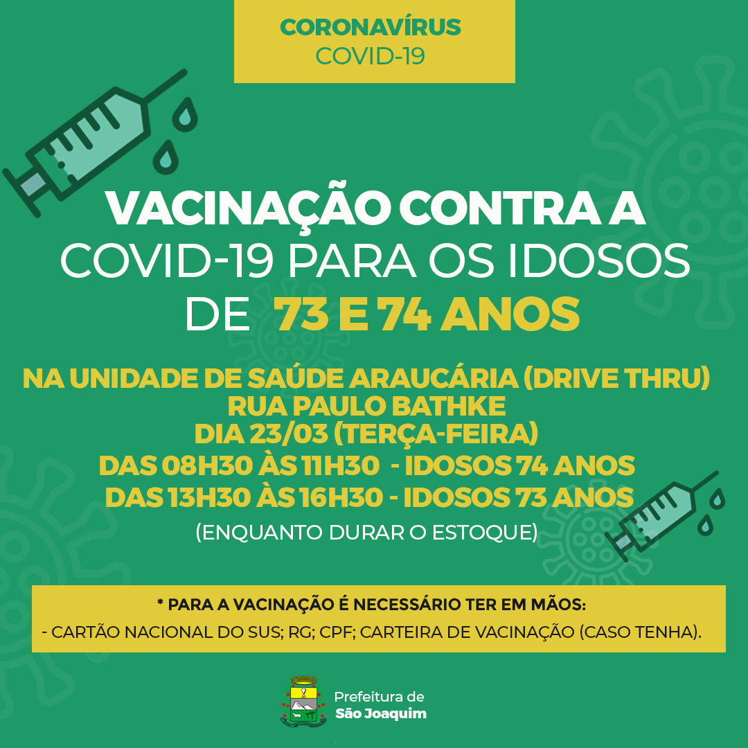 São Joaquim recebe novas doses de vacina CoronaVac para imunizar idosos